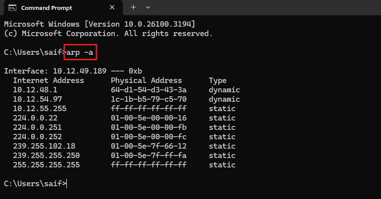 Checking connected device list using command promt